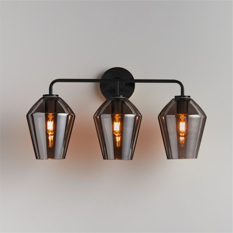 Arren Black 3-Light Wall Sconce with Silver Angled Shades
