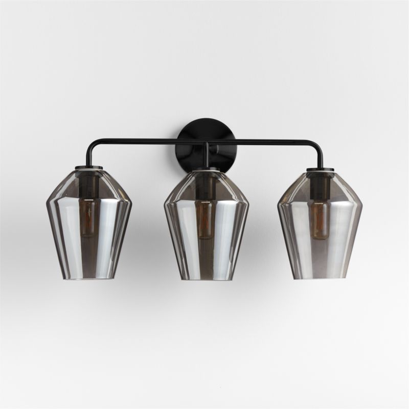 Arren Black 3-Light Wall Sconce with Silver Angled Shades - image 2 of 7