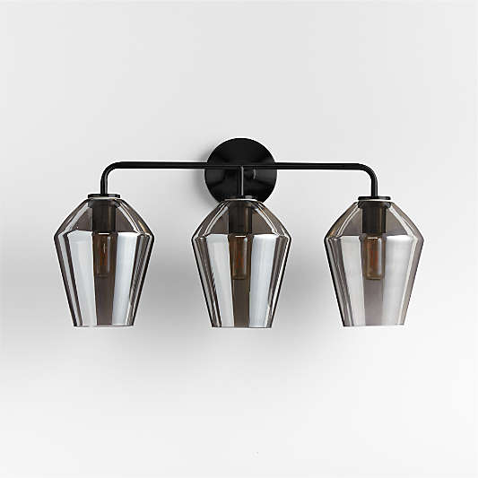 Arren Black 3-Light Wall Sconce with Silver Angled Shades