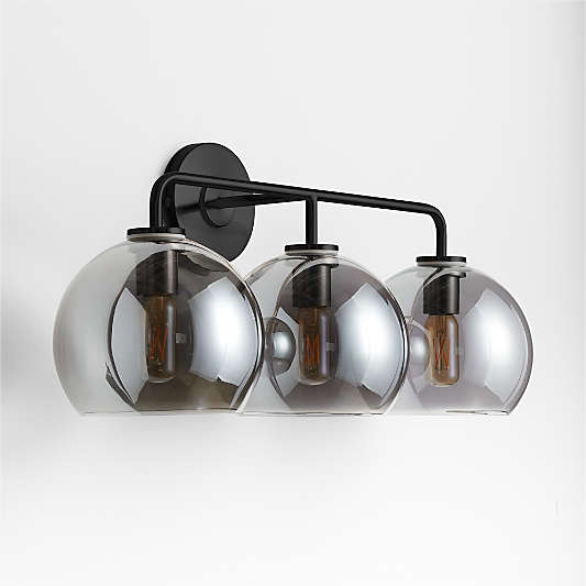 Arren Black 3-Light Wall Sconce with Silver Round Shades