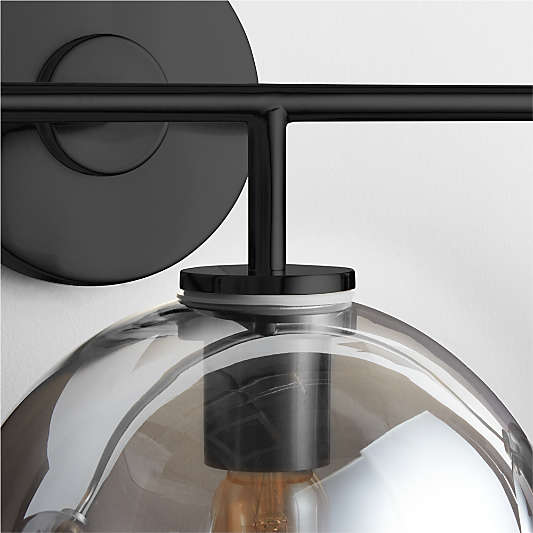 Arren Black 3-Light Wall Sconce with Silver Round Shades