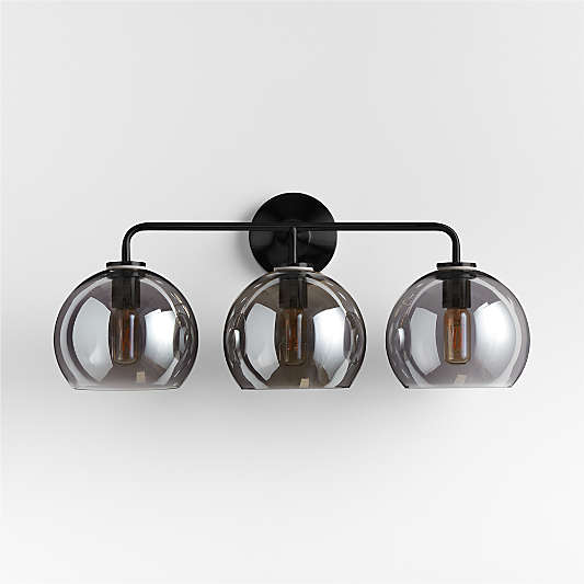 Arren Black 3-Light Wall Sconce with Silver Round Shades