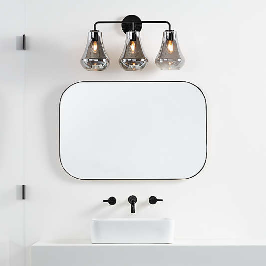 Arren Black 3-Light Wall Sconce with Silver Teardrop Shades