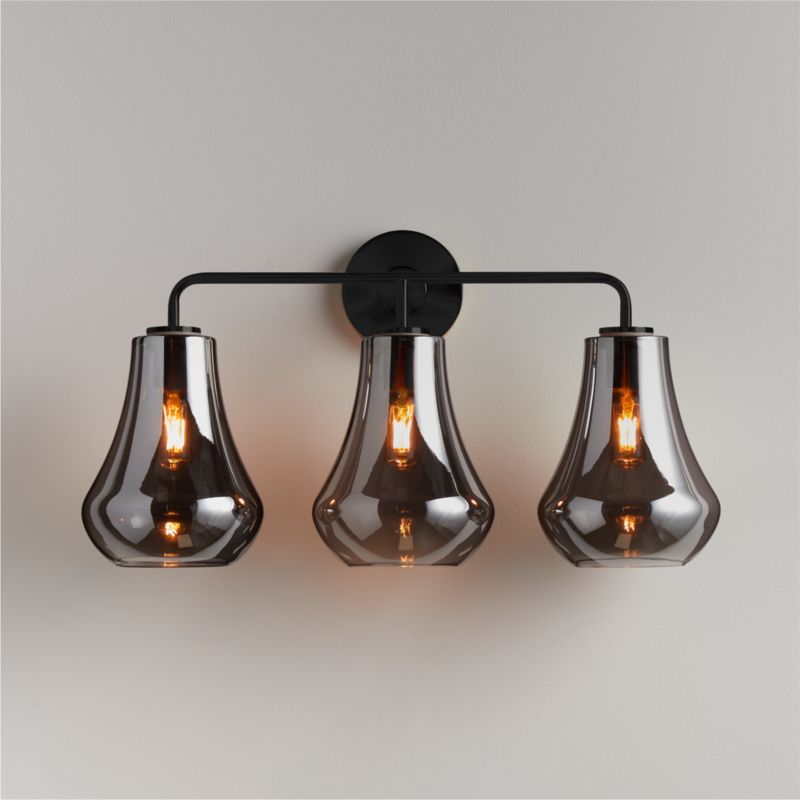 Arren Black 3-Light Wall Sconce with Silver Teardrop Shades