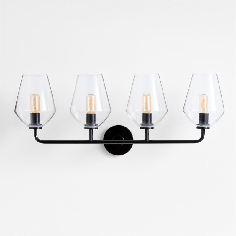 Arren Black 4-Light Wall Sconce Light with Clear Glass Angled Shade - image 3 of 6