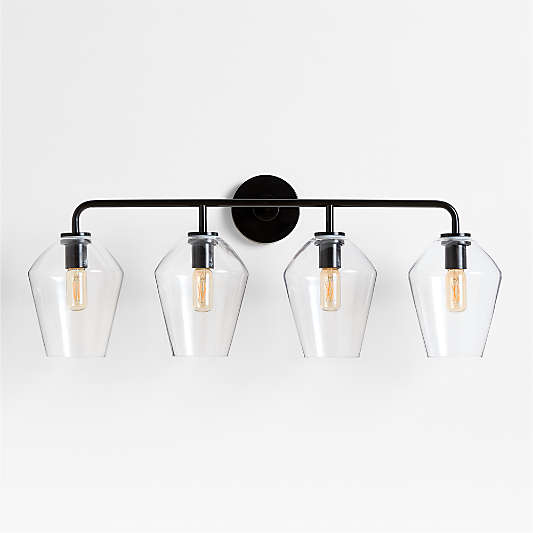 Arren Black 4-Light Wall Sconce with Glass Shades