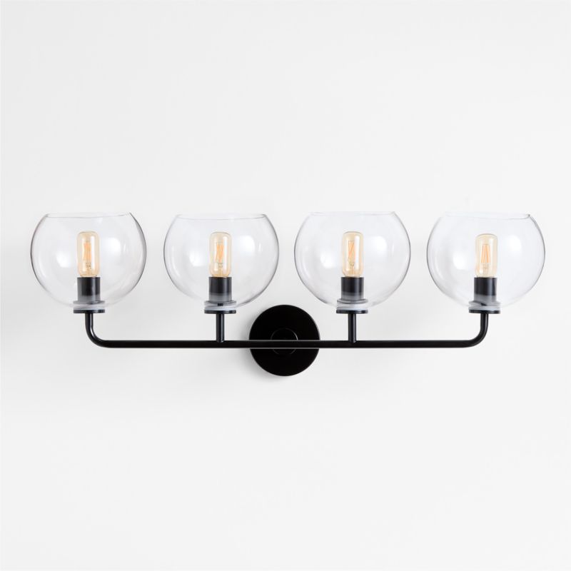 Arren Black 4-Light Wall Sconce Light with Clear Glass Round Shade - image 3 of 6