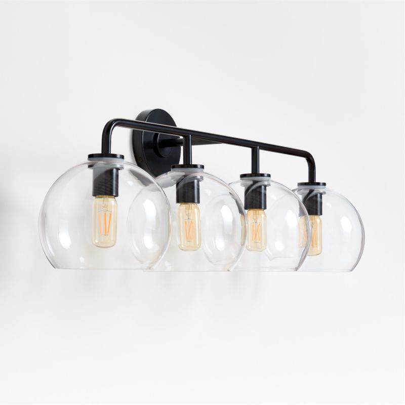 Arren Black 4-Light Wall Sconce Light with Clear Glass Round Shade - image 4 of 6