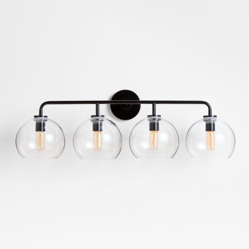 Arren Black 4-Light Wall Sconce Light with Clear Glass Round Shade - image 2 of 6