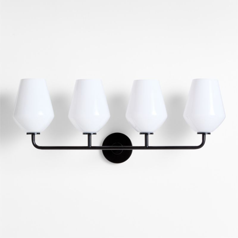 Arren Black 4-Light Wall Sconce Light with Milk Glass Angled Shade - image 3 of 6