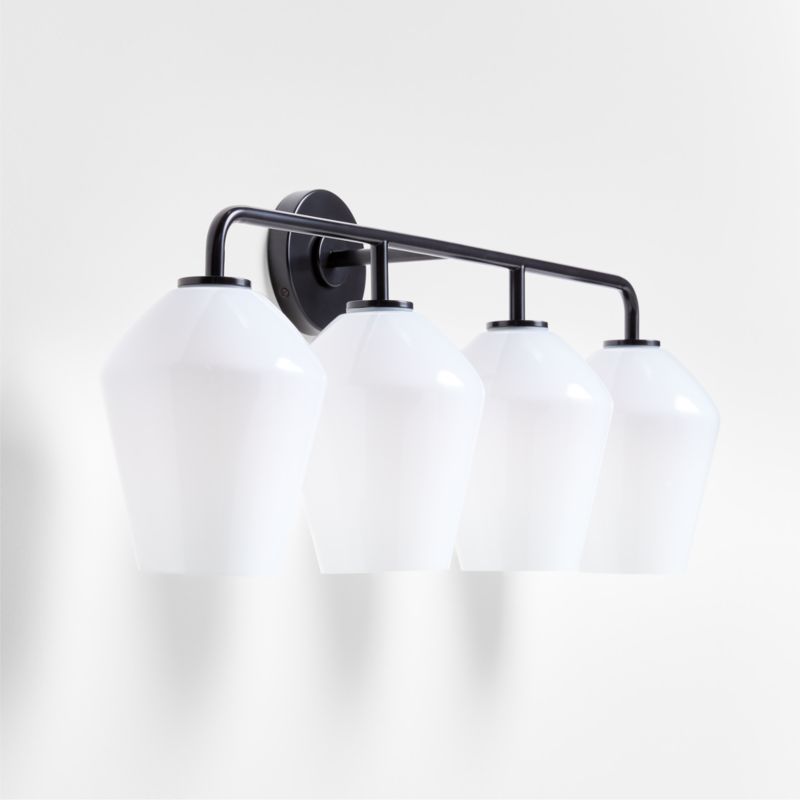 Arren Black 4-Light Wall Sconce Light with Milk Glass Angled Shade - image 4 of 6