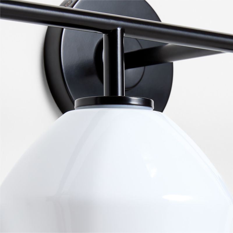 Arren Black 4-Light Wall Sconce Light with Milk Glass Angled Shade - image 5 of 6