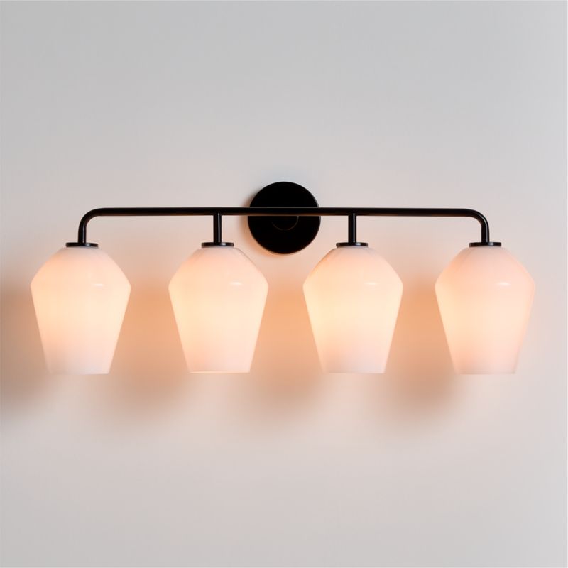 Arren Black 4-Light Wall Sconce Light with Milk Glass Angled Shade - image 0 of 6