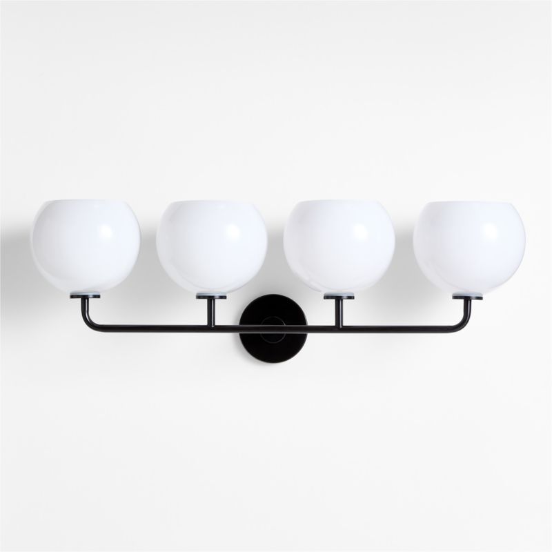 Arren Black 4-Light Wall Sconce Light with Milk Glass Round Shade - image 3 of 6