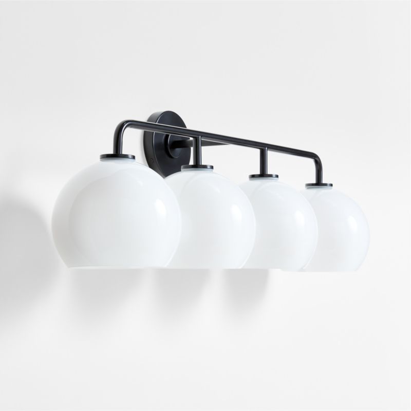 Arren Black 4-Light Wall Sconce Light with Milk Glass Round Shade - image 4 of 6