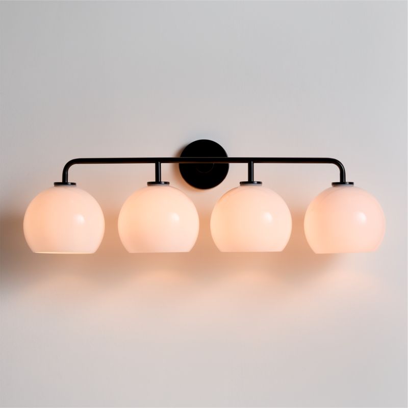 Arren Black 4-Light Wall Sconce Light with Milk Glass Round Shade - image 0 of 6