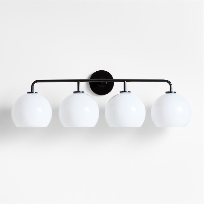 Arren Black 4-Light Wall Sconce Light with Milk Glass Round Shade - image 2 of 6