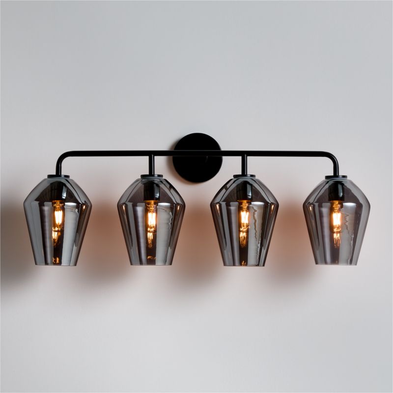 Arren Black 4-Light Wall Sconce Light with Silver Glass Angled Shade - image 0 of 6