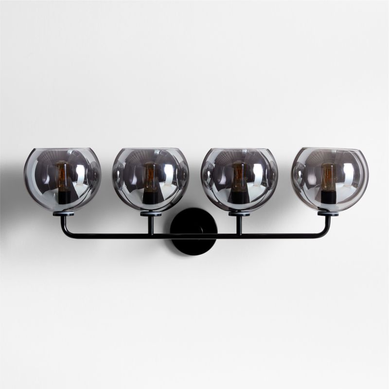 Arren Black 4-Light Wall Sconce Light with Silver Glass Round Shade - image 3 of 6