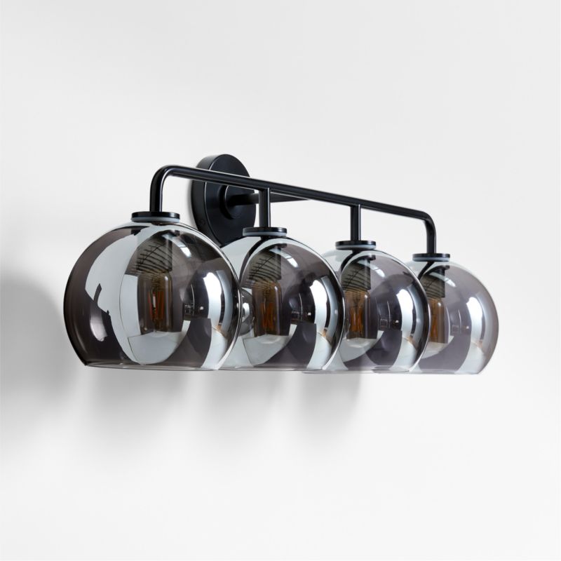 Arren Black 4-Light Wall Sconce Light with Silver Glass Round Shade - image 4 of 6