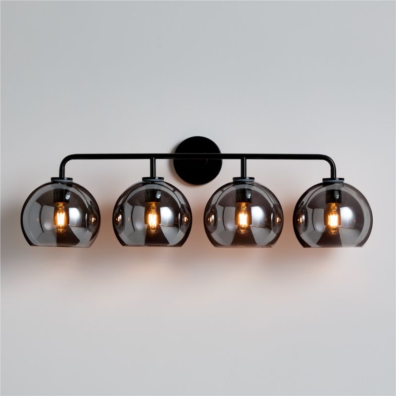 Arren Black 4-Light Wall Sconce Light with Silver Glass Round Shade - image 0 of 6