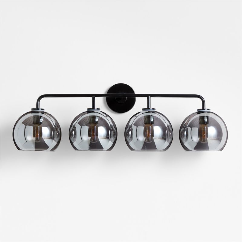 Arren Black 4-Light Wall Sconce Light with Silver Glass Round Shade - image 2 of 6