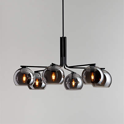 Arren Black Chandelier Light with Round Silver Glass Shades