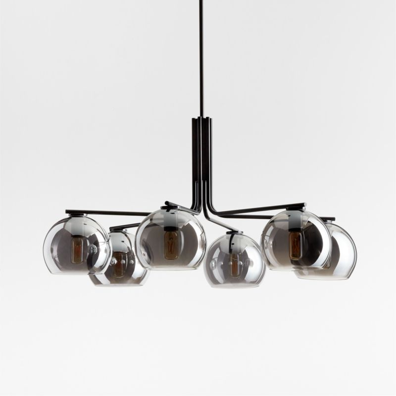 Arren Black Chandelier Light with Round Silver Glass Shades