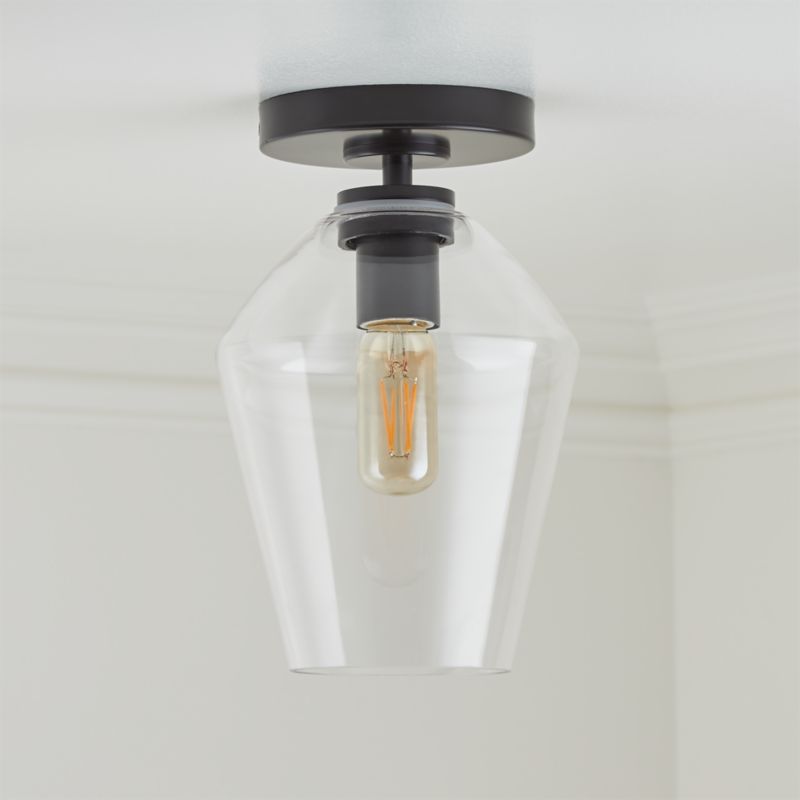 Arren Black Flush Mount Light with Clear Angled Shade - image 1 of 3