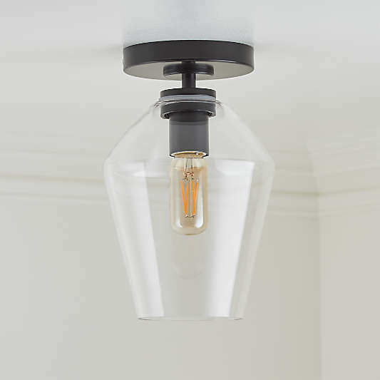 Arren Black Flush Mount Light with Clear Angled Shade