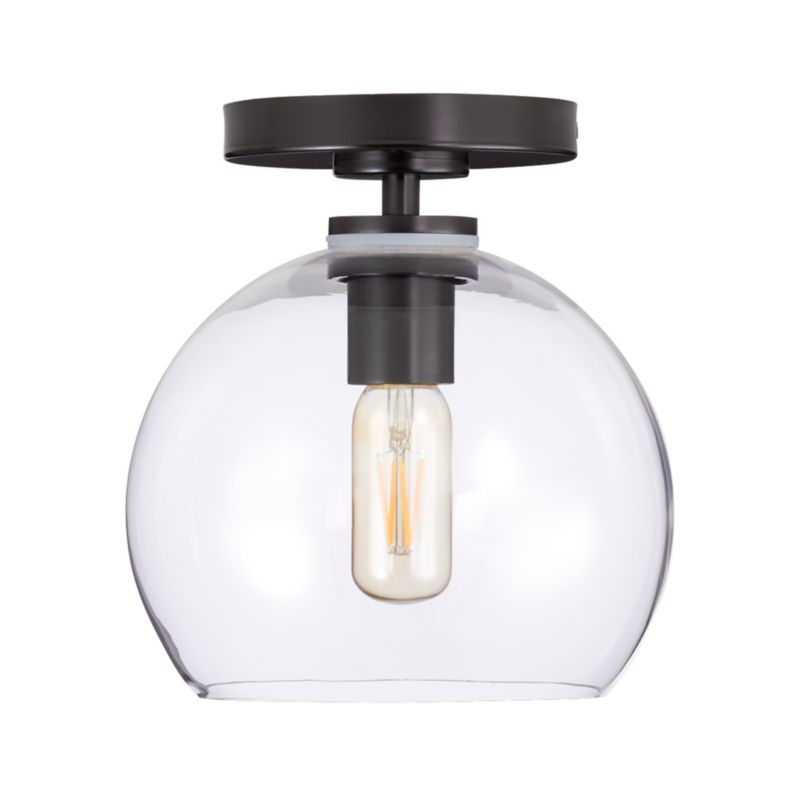 Arren Black Flush Mount Light with Clear Round Shade - image 3 of 4