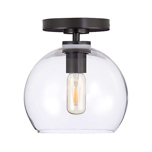 Arren Black Flush Mount Light with Clear Round Shade