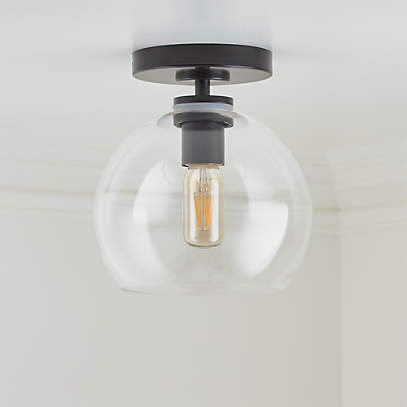 Arren Black Flush Mount Light With Clear Round Shade Reviews Crate Barrel Canada - Black Flush Mount Ceiling Lights Canada