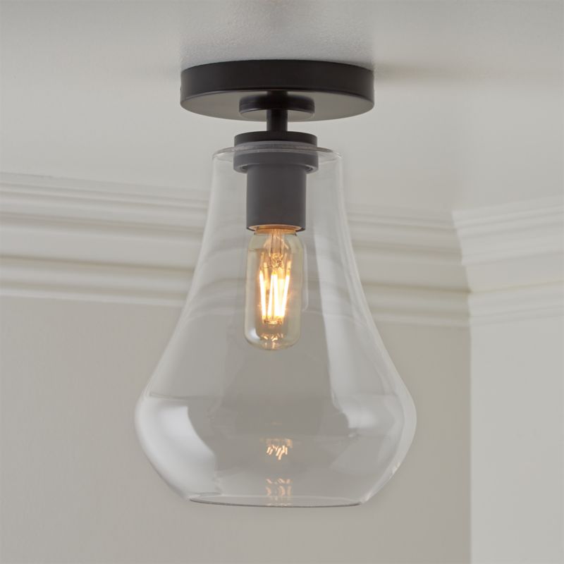 Arren Black Flush Mount Light with Clear Teardrop Shade