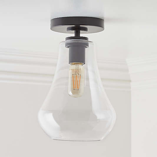 Arren Black Flush Mount Light with Clear Teardrop Shade