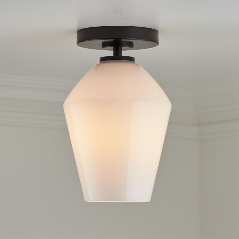 Arren Black Flush Mount Light with Milk Angled Shade