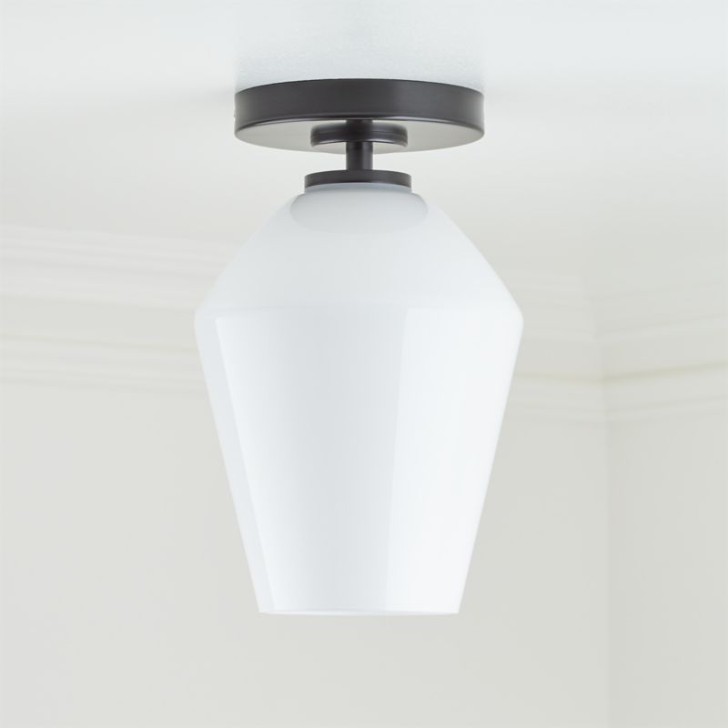 Arren Black Flush Mount Light with Milk Angled Shade - image 2 of 4