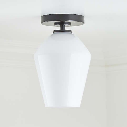 Arren Black Flush Mount Light with Milk Angled Shade