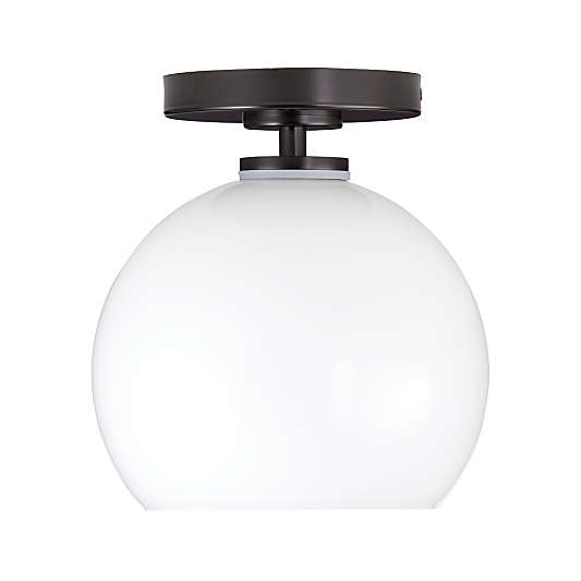 Arren Black Flush Mount Light with Milk Round Shade