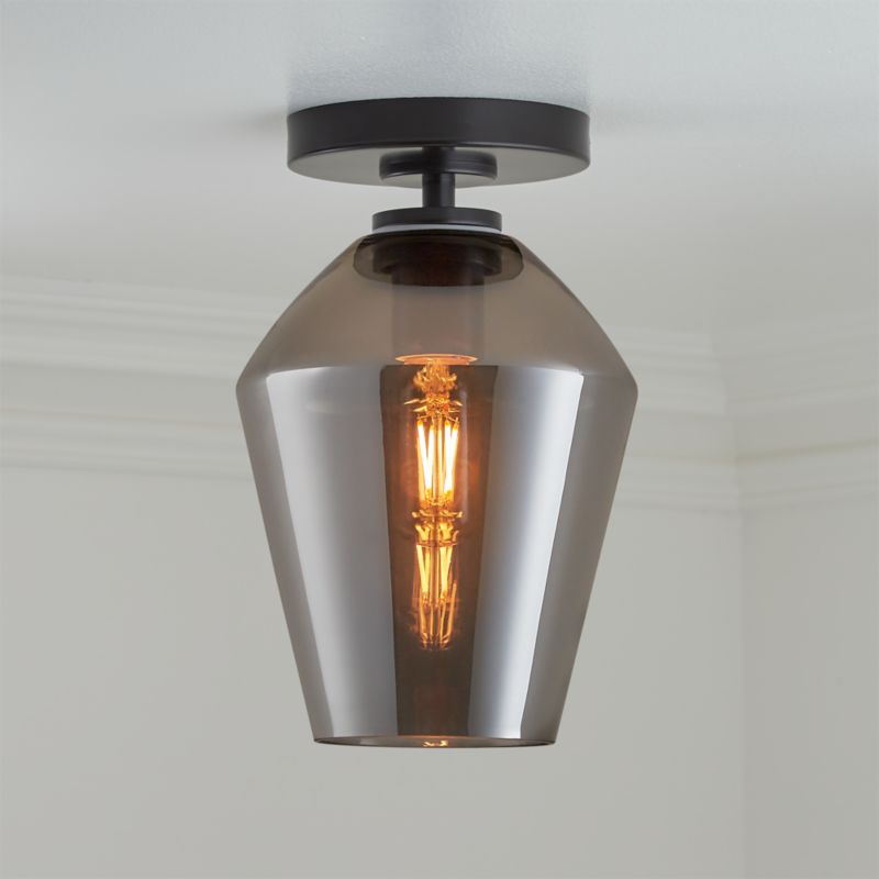 Arren Black Flush Mount Light with Silver Angled Shade