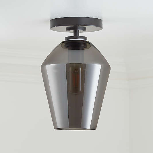 Arren Black Flush Mount Light with Silver Angled Shade