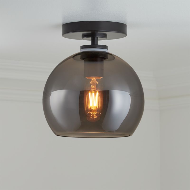 Arren Black Flush Mount Light with Silver Round Shade