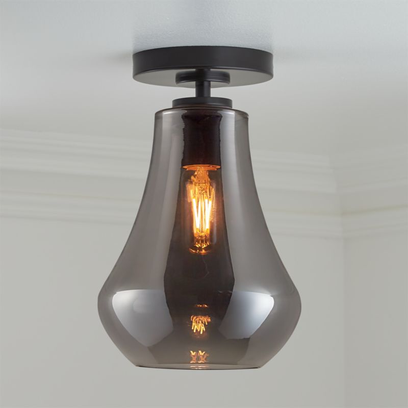 Arren Black Flush Mount Light with Silver Teardrop Shade