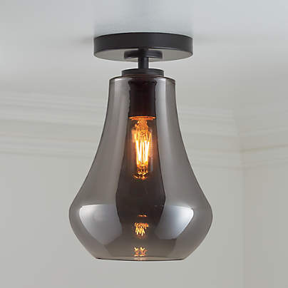 Arren Black Flush Mount Light with Silver Teardrop Shade
