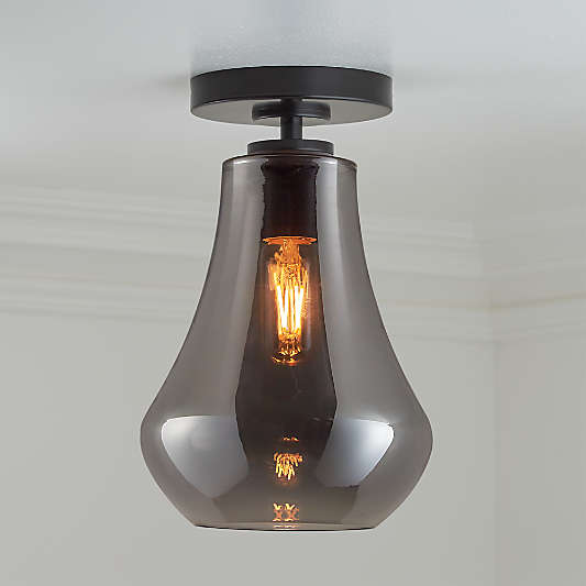 Arren Black Flush Mount Light with Silver Teardrop Shade