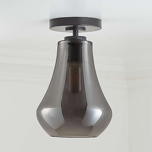 Arren Black Flush Mount Light with Silver Teardrop Shade