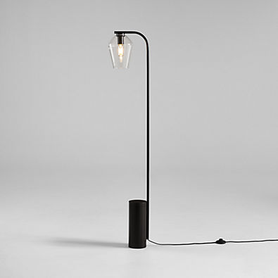 View Arren Black Floor Lamp with Clear Angled Shade 56" details