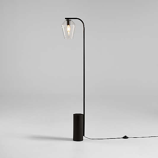 Arren Black Floor Lamp with Clear Angled Shade