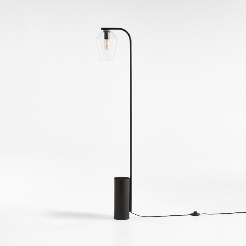 Arren Black Floor Lamp with Clear Angled Shade