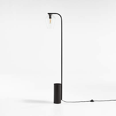 Arren Black Floor Lamp with Clear Angled Shade